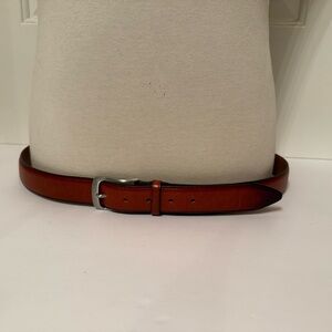 PROFUOMO ITALY MENS BELT BROWN LEATHER BRUSHED SILVER HARDWARE SIZE 40 42 105 cm